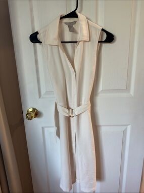 H&M Cream Sleeveless Belted Shirt Dress